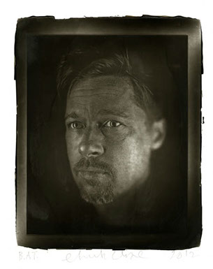 Chuck Close Woodburytype print from portrait of Brad - 3/4 left view.