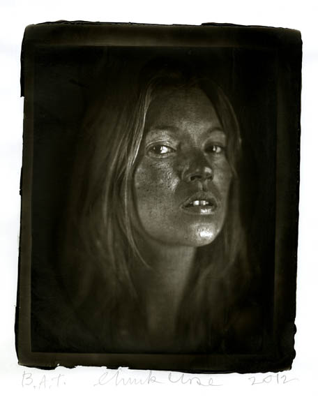 Chuck Close Woodburytype print from portrait of Kate - 3/4 view.