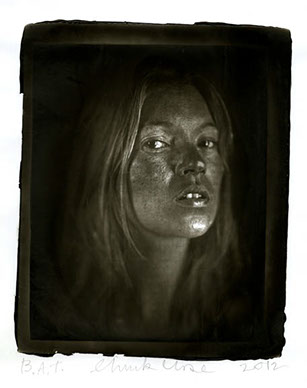 Chuck Close Woodburytype print from portrait of Kate - 3/4 view.