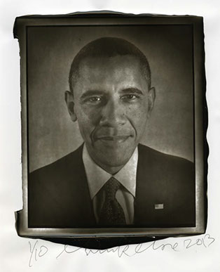 Chuck Close Woodburytype print from portrait of Obama - front view.