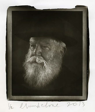 Chuck Close Woodburytype print from portrait of James - 3/4 view.