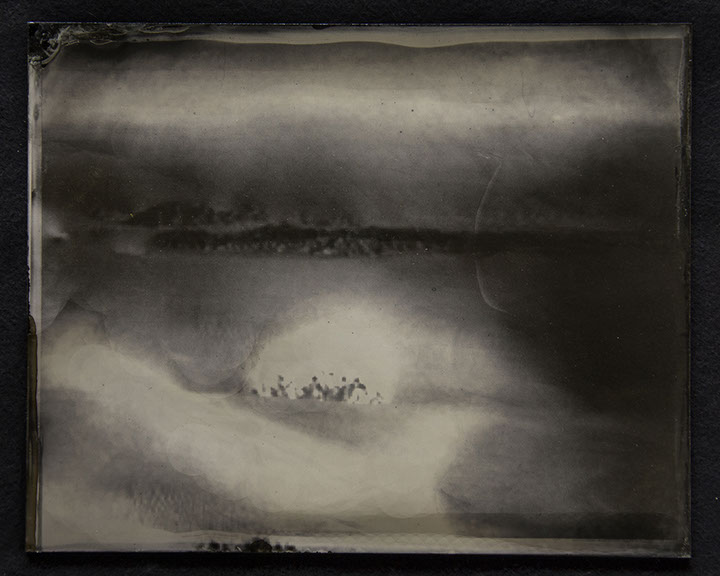 A landscape on glass distorted by artist & photochemistry. A grand space shifts to microscopic details that require a world of knowledge to see.