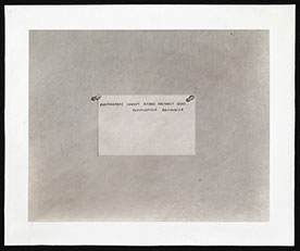 Mel Bochner, collodio-chloride print from a collodion negative. Photograph of quote "Photography cannot record abstract ideas." 