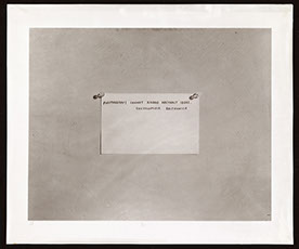 Mel Bochner, albumen print from a collodion negative. Photograph of quote "Photography cannot record abstract ideas." 